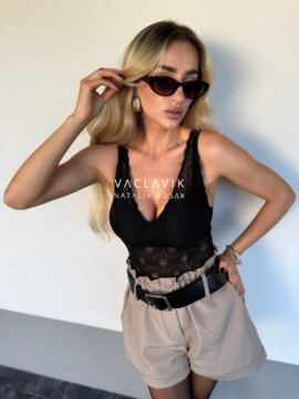 Damskie Body Koronkowe CZARNE