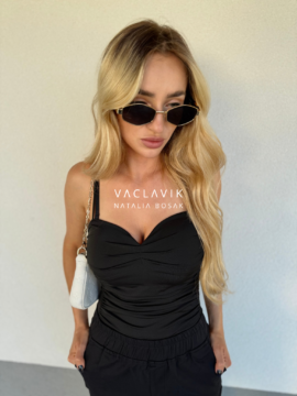 Eleganckie Marszczone Body z Dekoltem w Serce S/M